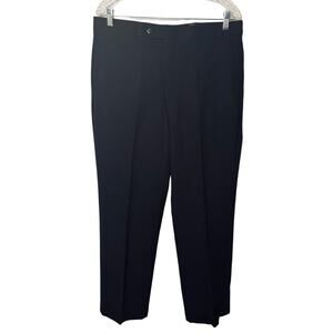 Mens Dress Pants Size 34x29 Black Cuffed Hem Straight Leg Hook Eye Close